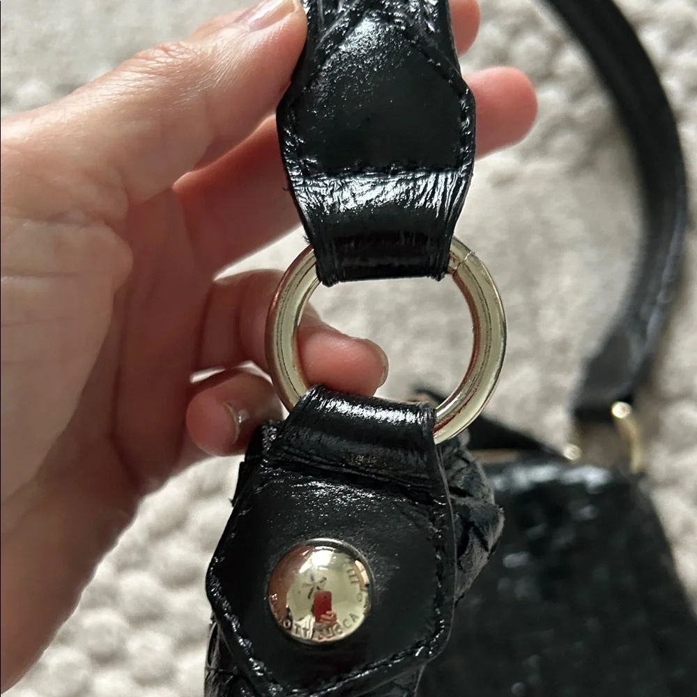 Elliott Lucca Shiny Black Woven Shoulder Bag